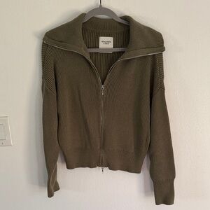 Abercrombie Olive Green Zip-Up Sweater
